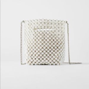 Zara pearl bead mini bucket bag